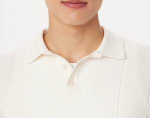 Mixed-Stitch Polo - Cloud