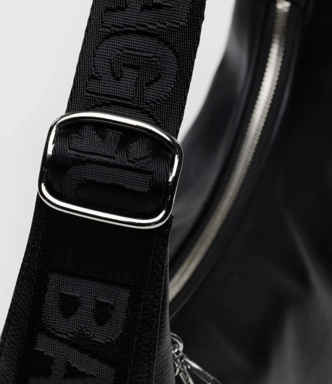 Medium Recycled Leather Crescent Bag - Black