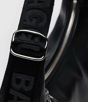Medium Recycled Leather Crescent Bag - Black