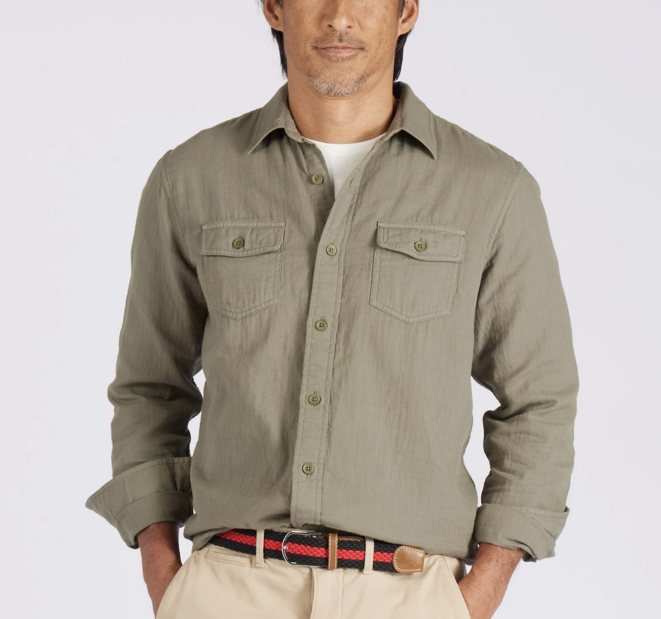 Brando Lightweight Double Cloth Shirt - Military Olive