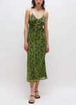 Camu Strap Midi Dress - Green
