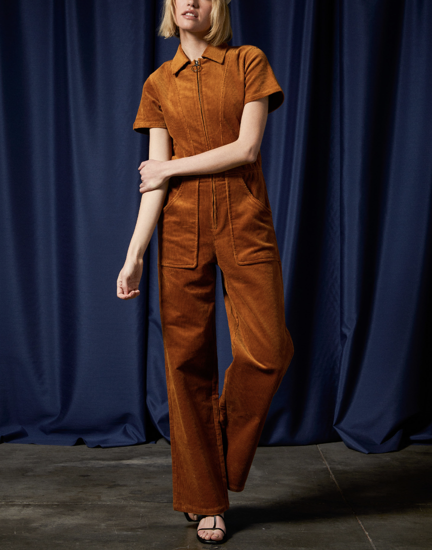Utility Jumpsuit - Golden Brown Cord