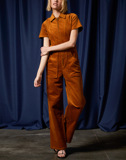 Utility Jumpsuit - Golden Brown Cord