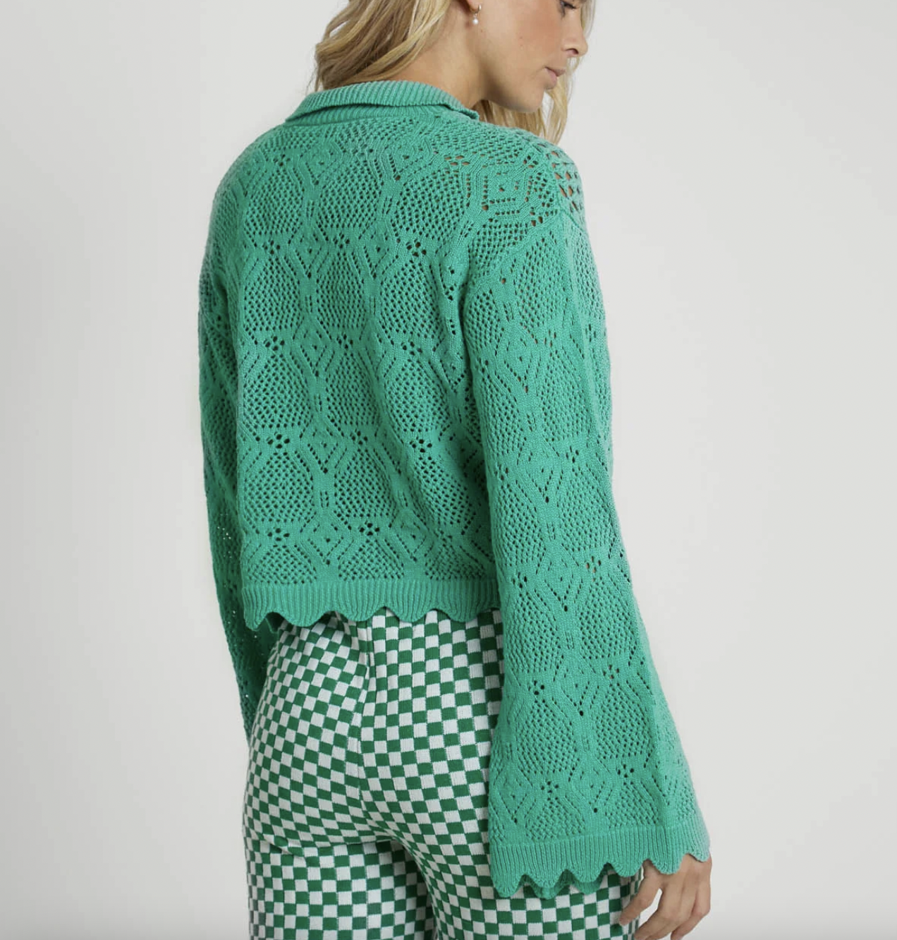 Maddox Crochet Cardigan - Green