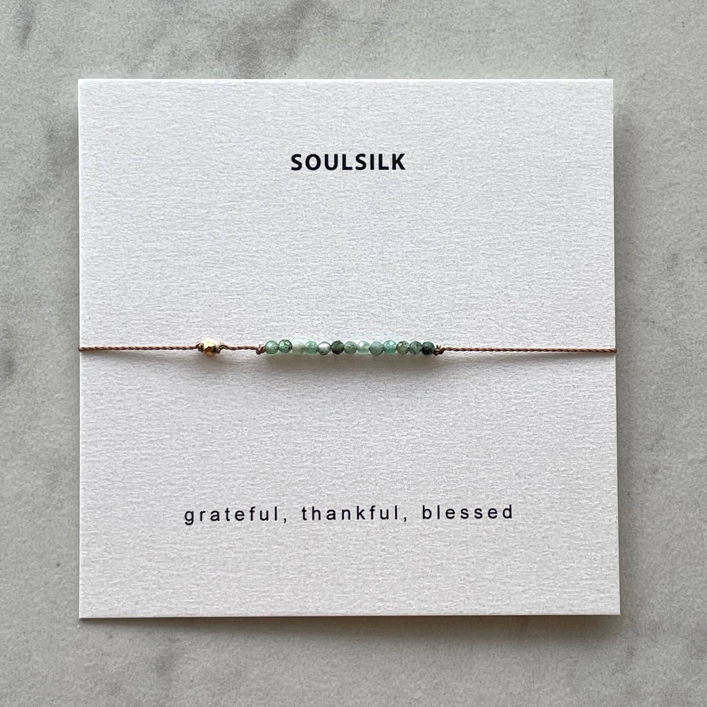 Grateful, Thankful, Blessed Green Bracelet