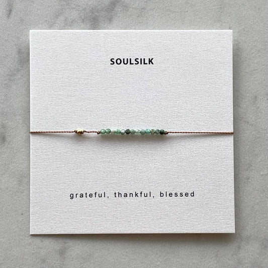 Grateful, Thankful, Blessed Green Bracelet