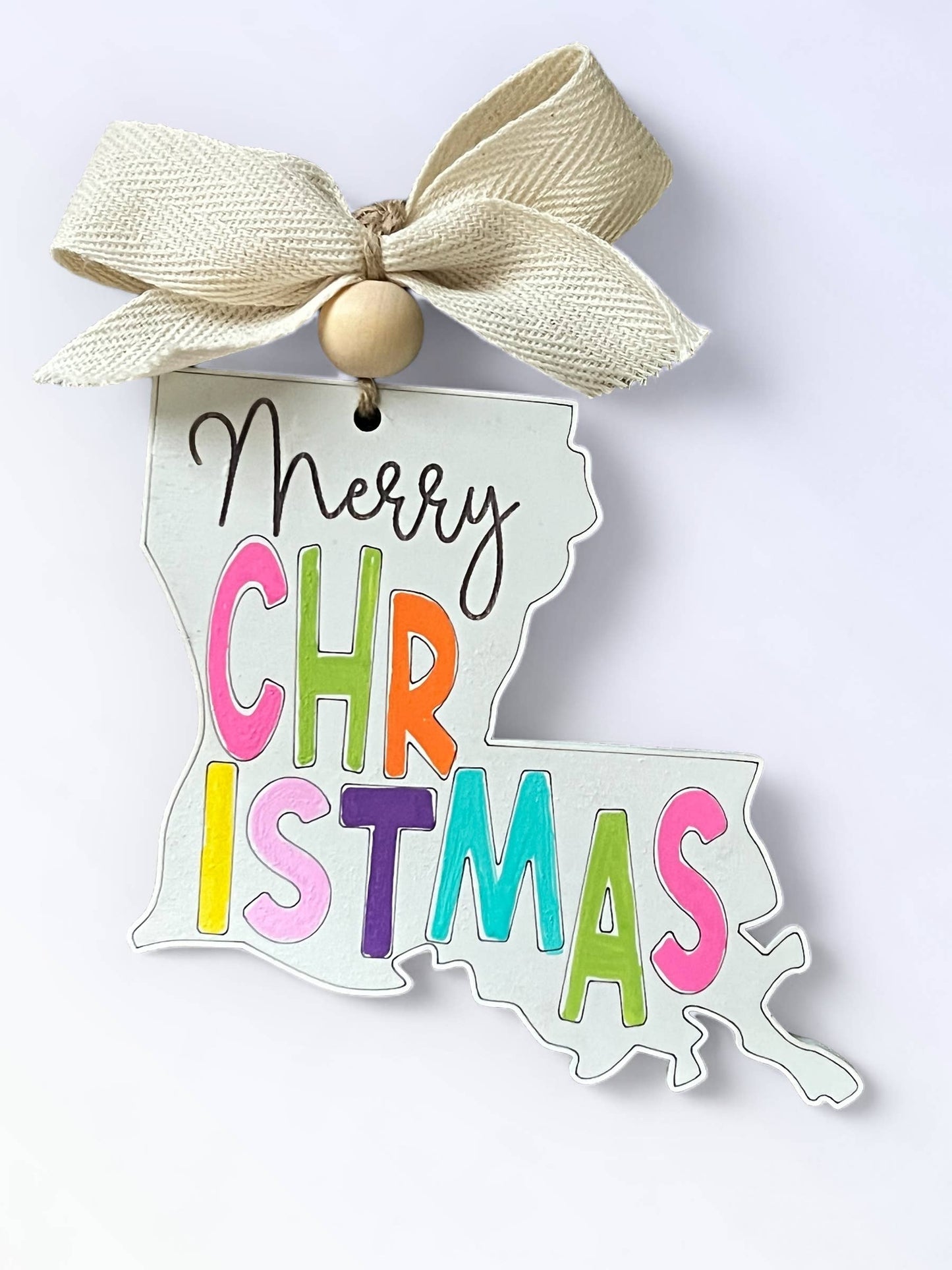 Geaux Magnolia - State Ornament w/ Town Name Zip Code Merry Christmas City