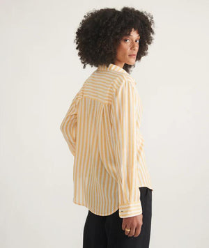 Abbey Linen Button Down - Golden Yellow Stripe