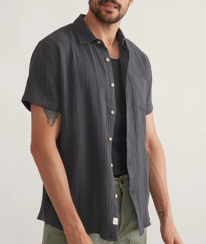 S/S Crinkle Double Cloth Shirt - India Ink