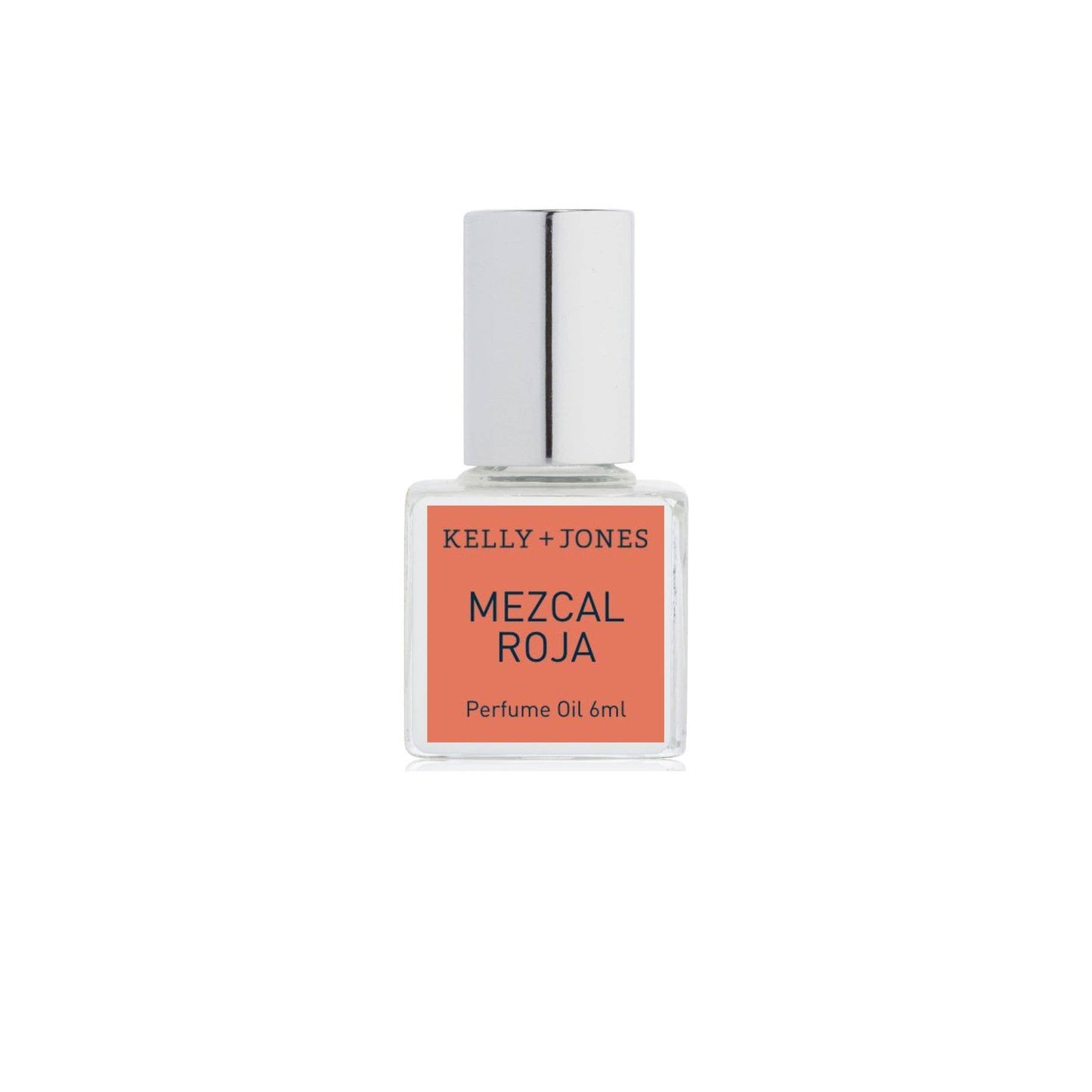 Perfume oil bottle labeled 'Mezcal Roja' by Kelly + Jones on a white background