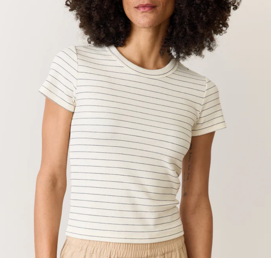 Lexi Rib Sun-In Crew Tee - Black/White Stripe