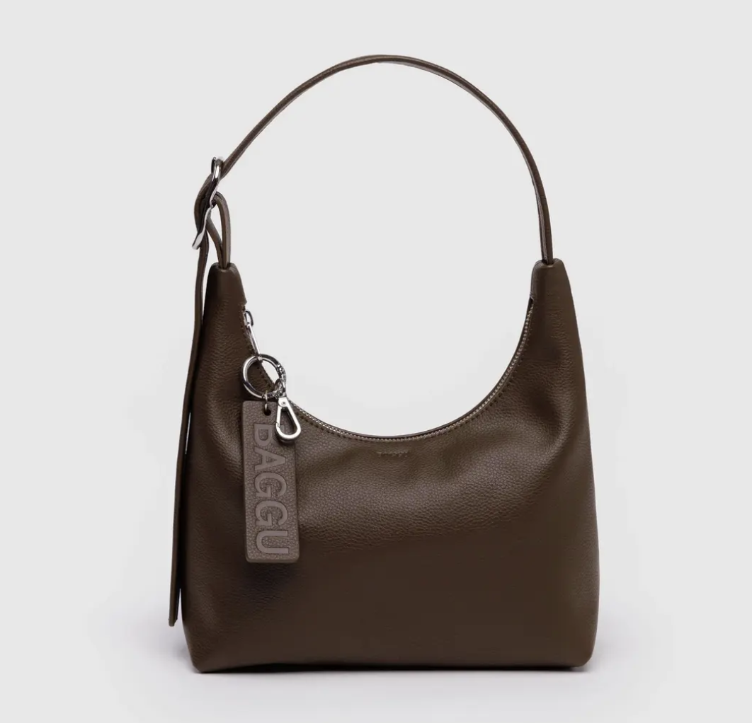 Mini Recycled Leather Shoulder Bag - Brown