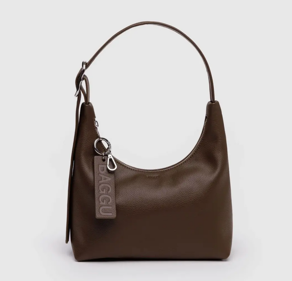 Mini Recycled Leather Shoulder Bag - Brown