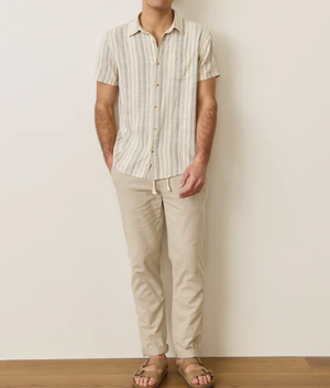 Stretch Selvage Shirt - Cream/Olive