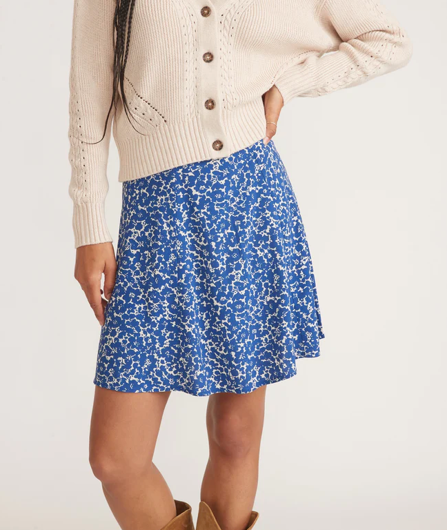 Bonnie Mini Skirt - Blue Ditsy Floral