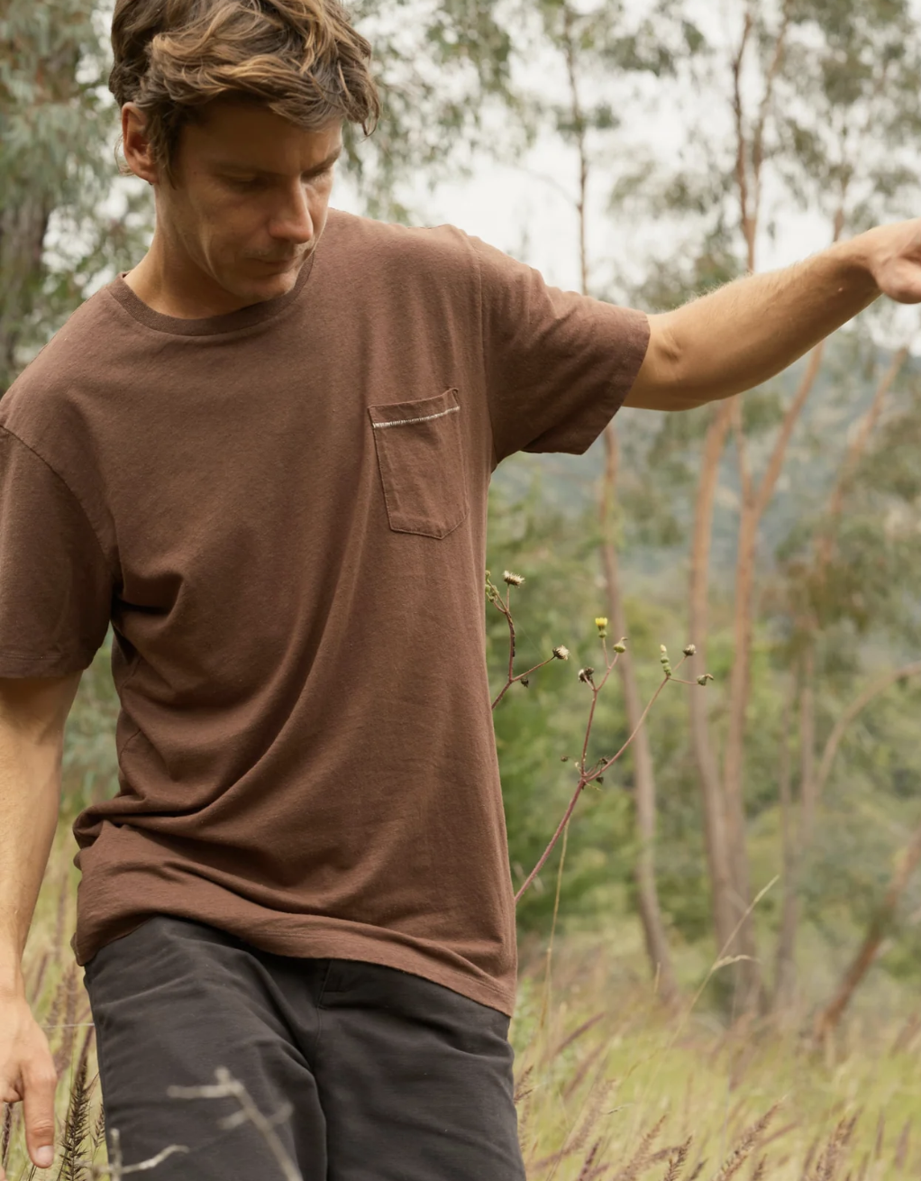 Hemp Pocket Tee - Brown
