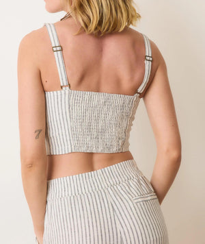 Zoe Hemp Tank - Cream/Navy Stripe
