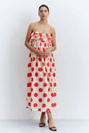 Ruffle Top Dress - Red/White