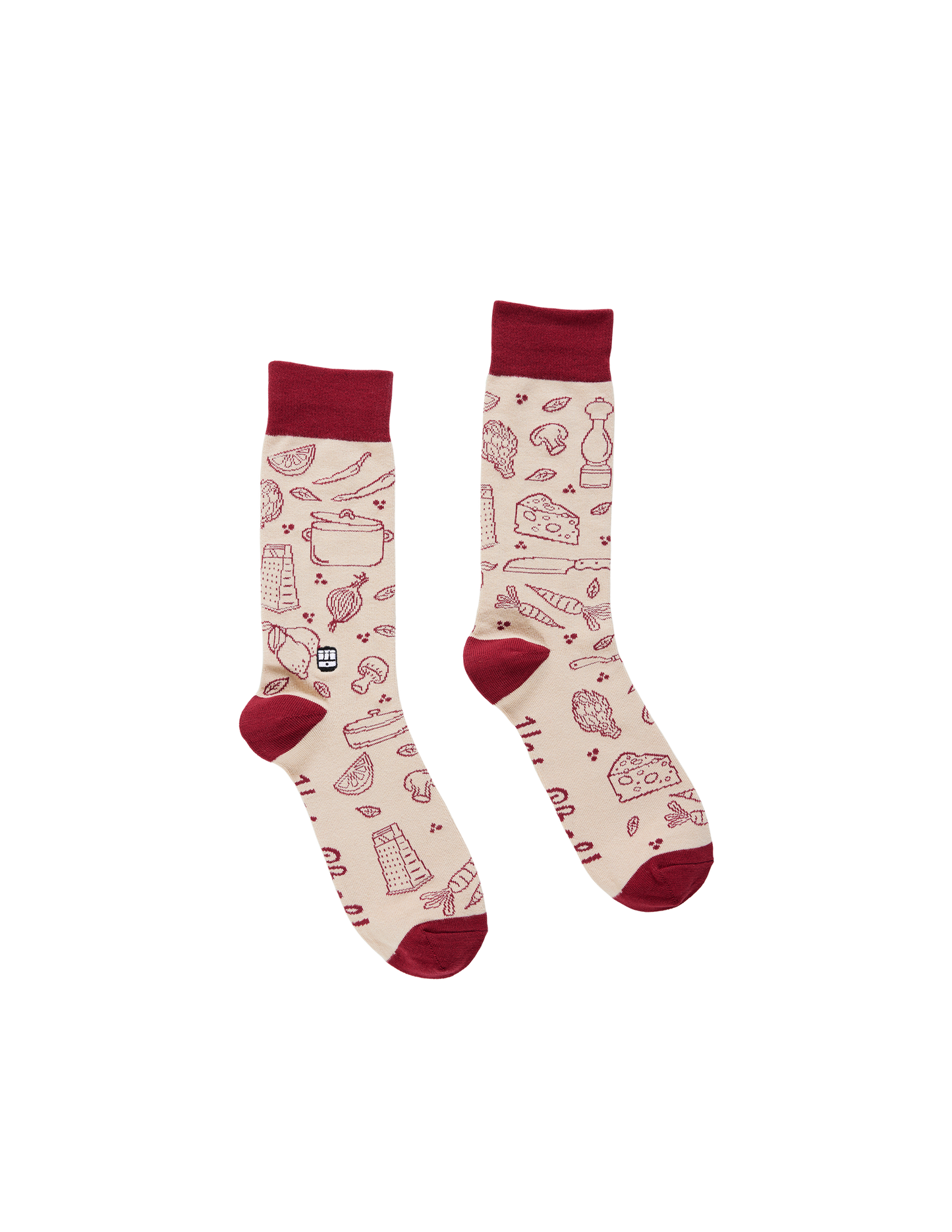 Pair of socks with a pattern on a white background