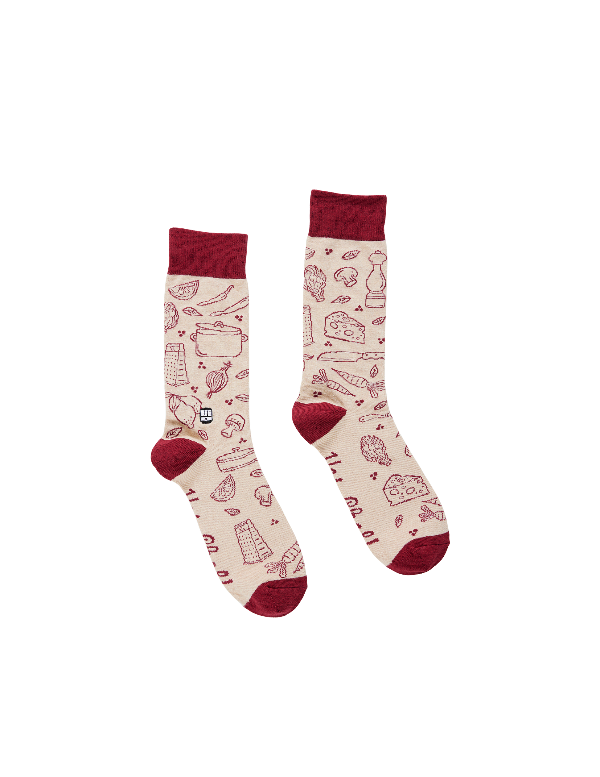 Pair of socks with a pattern on a white background