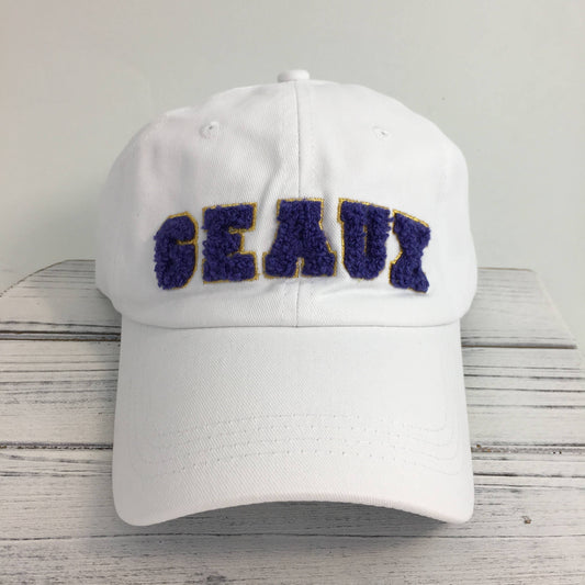 Chenille GEAUX cap white