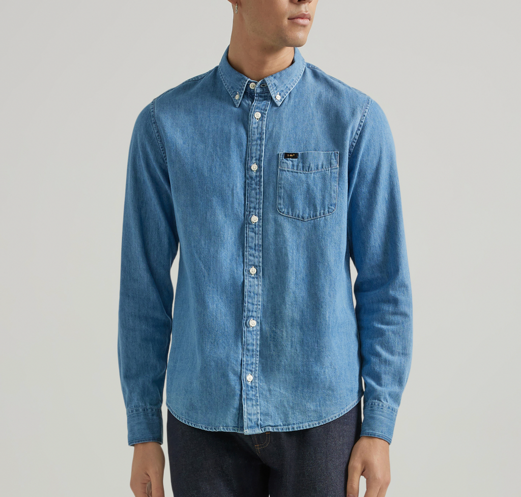 Men's Denim Button Down Shirt - Shasta Blue