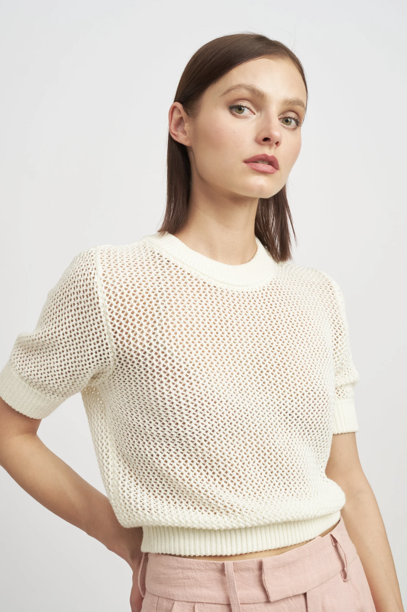 Knit Short Sleeve Top - White