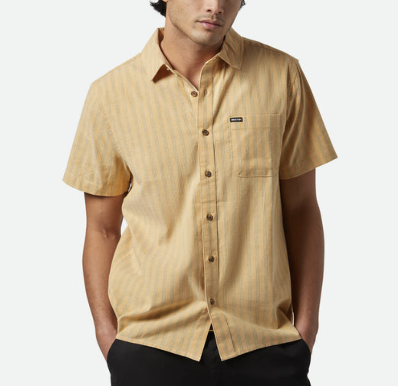 Cru Oxford Stripe Shirt - Curry/Ivy Green