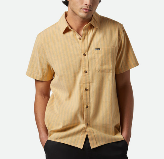 Cru Oxford Stripe Shirt - Curry/Ivy Green