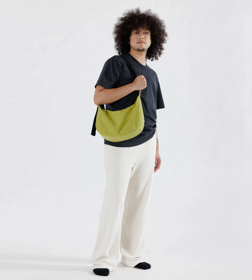 Medium Nylon Crescent Bag - Lemongrass