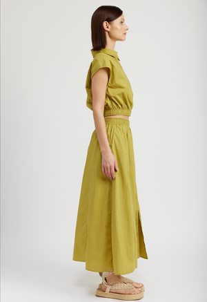 Collins Midi Skirt - Dark Chartreuse