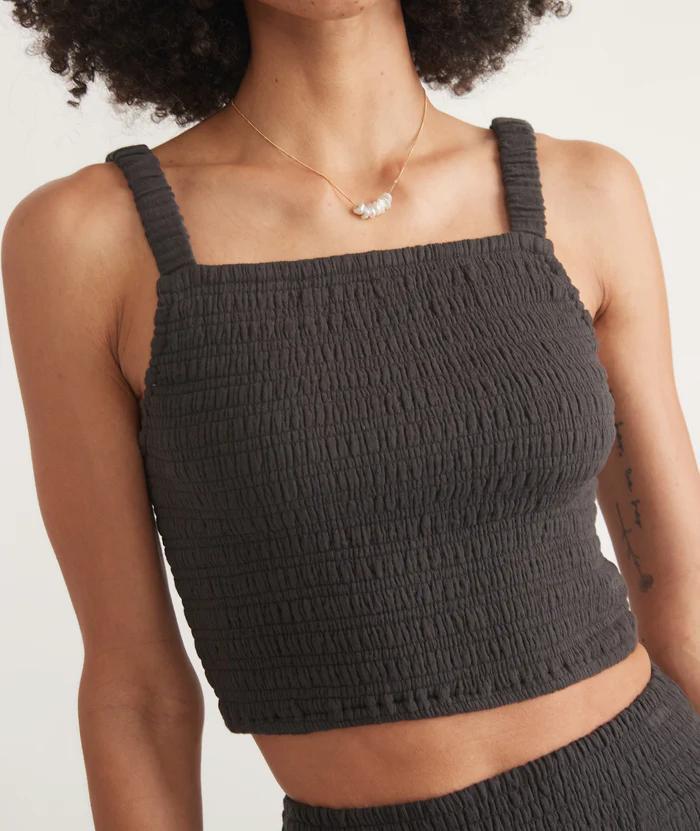 Lila Double Cloth Tank - Faded Black