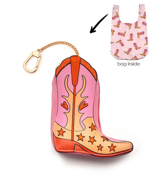 Pink Cowgirl Boot Reusable Shopper Bag