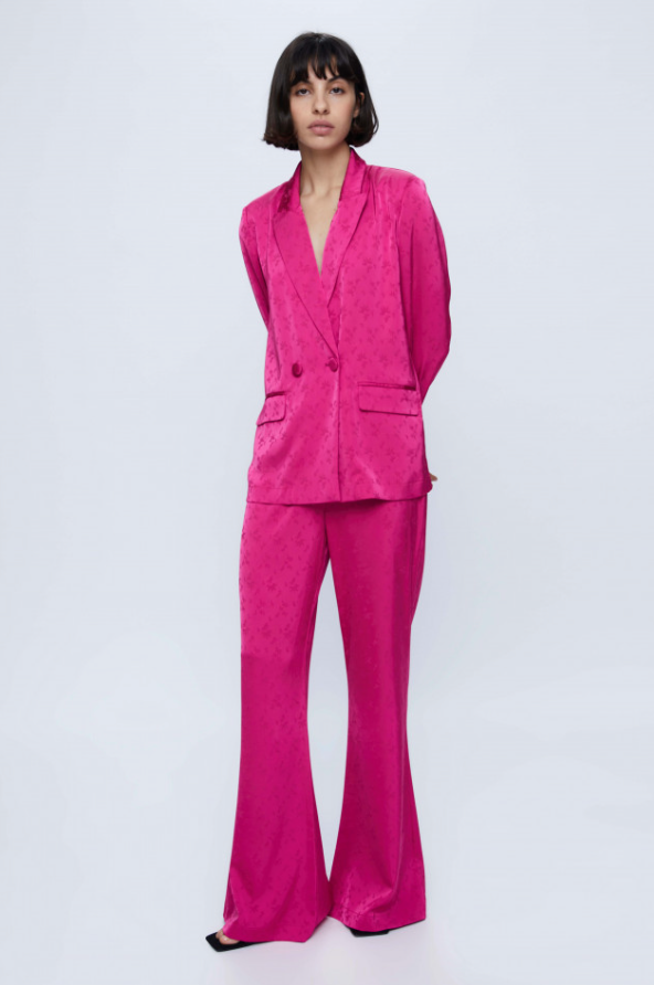 Fluid Jacquard Blazer - Fuchsia