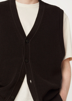 Ribbed Sweater Vest - Dark Chocolate