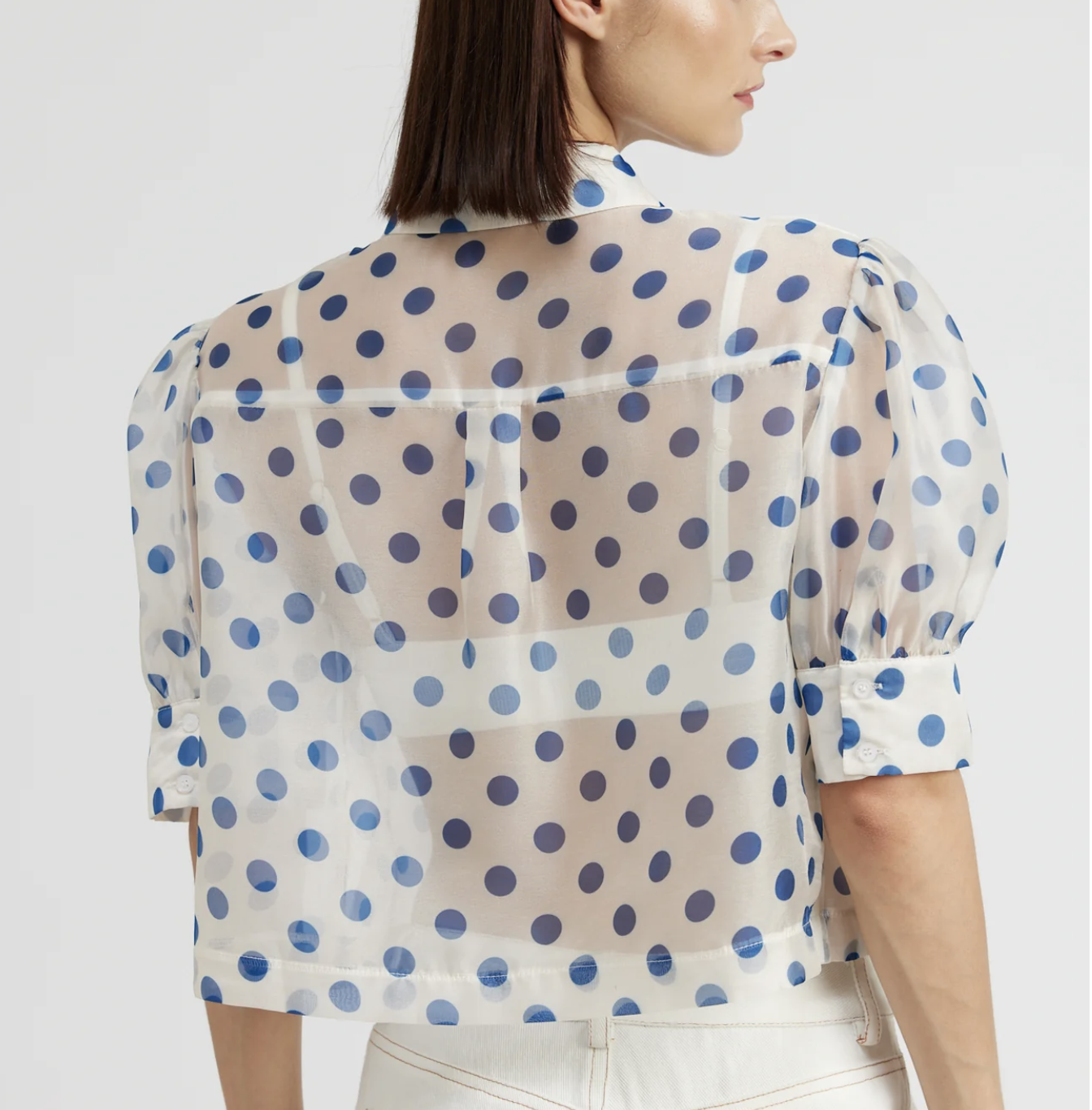 Frances Blouse - White/Blue