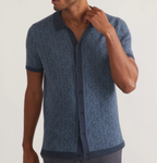 Ethan Sweater Button Down - Blue Geo Jacquard