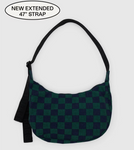 Medium Nylon Crescent Bag - Navy Green Check