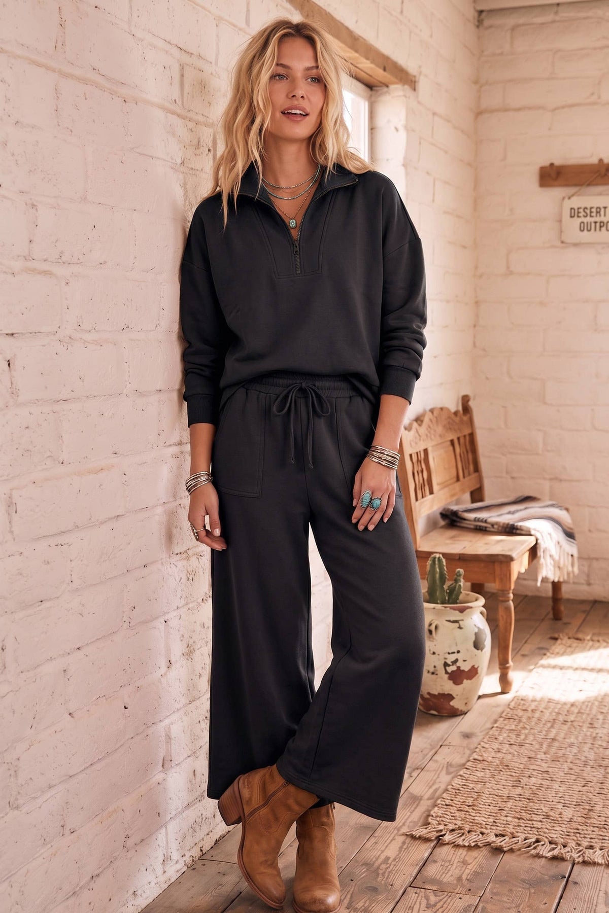 Pullover & Wide Leg Pants Set