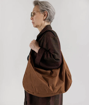 Large Nylon Crescent Bag - Brown