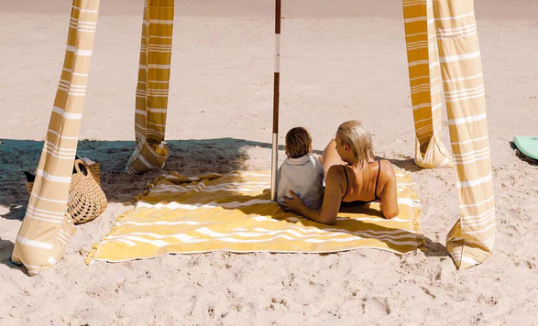 Beach Blanket - Vintage Yellow Stripe