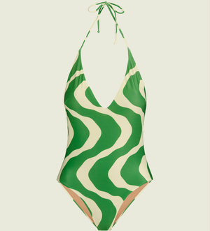 Lido Bathing Suit - Green Ripling