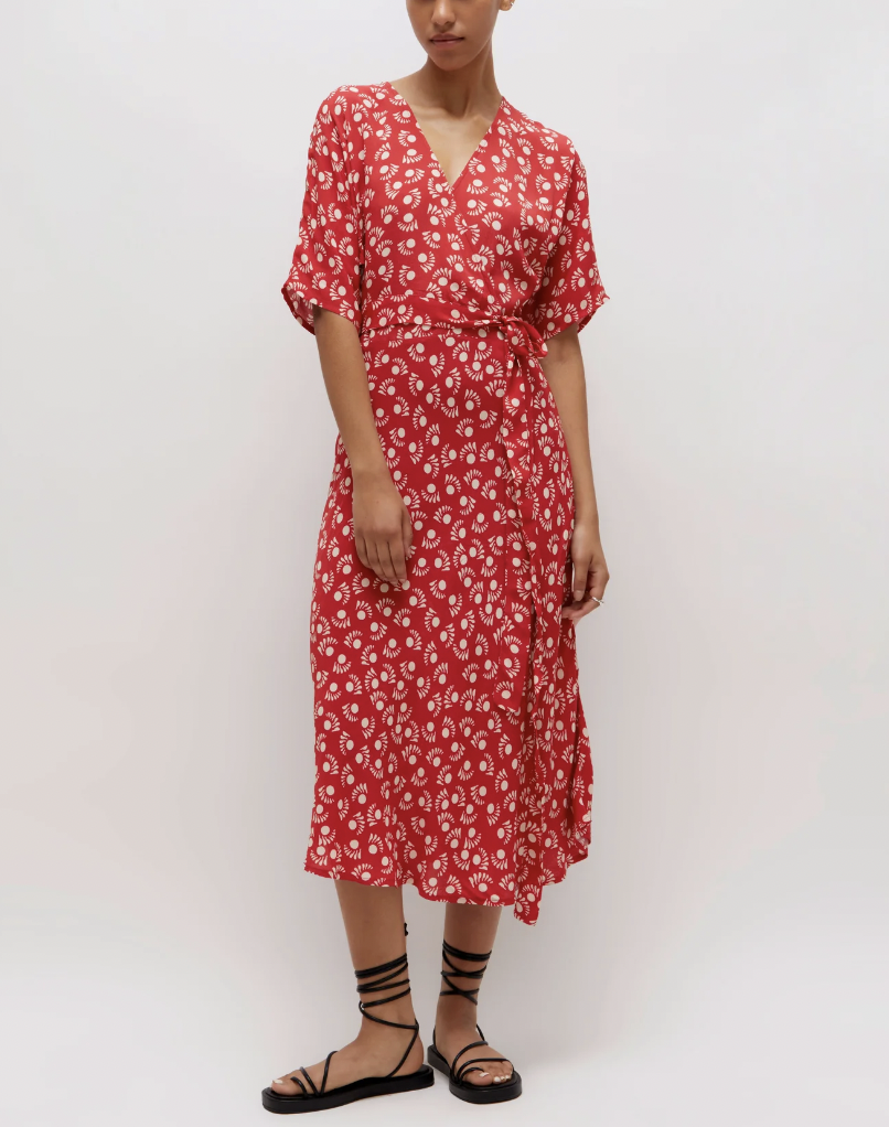 Mars Midi Dress - Red Print