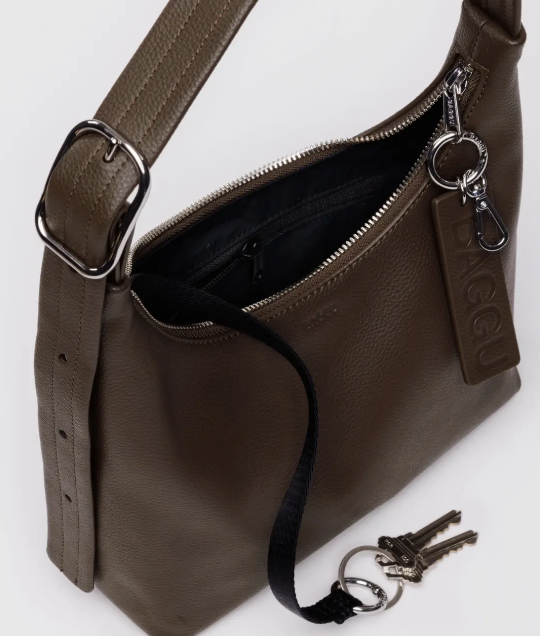 Mini Recycled Leather Shoulder Bag - Brown
