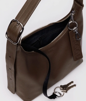 Mini Recycled Leather Shoulder Bag - Brown