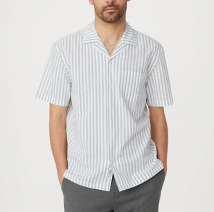 Seersucker Camp Collar Shirt - Evergreen