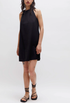 Short Satin Strap Dress - Black