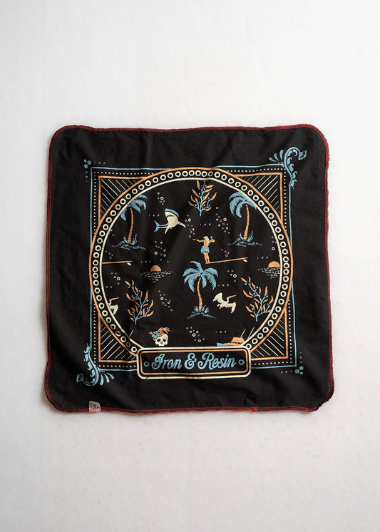 Black square patch with colorful designs and 'Iron & Resin' branding on a white background