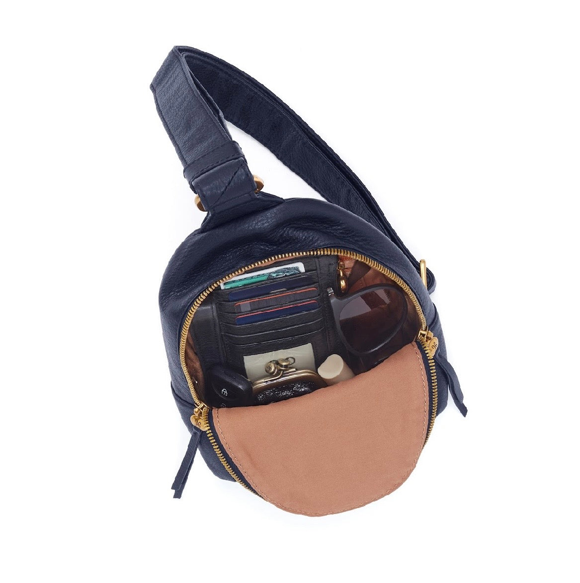 Ink Navy Fern Sling - Pebbled Leather