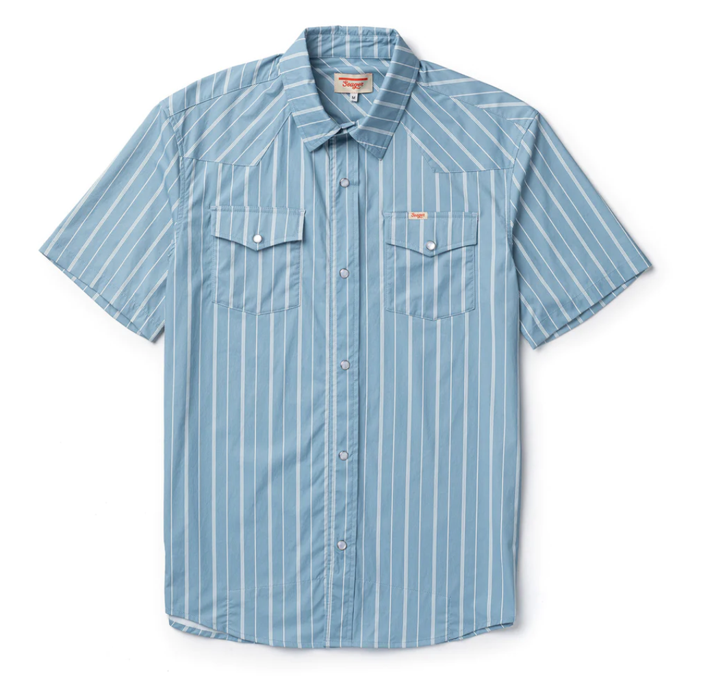 El Ranchero S/S Shirt - Slate Blue Stripe